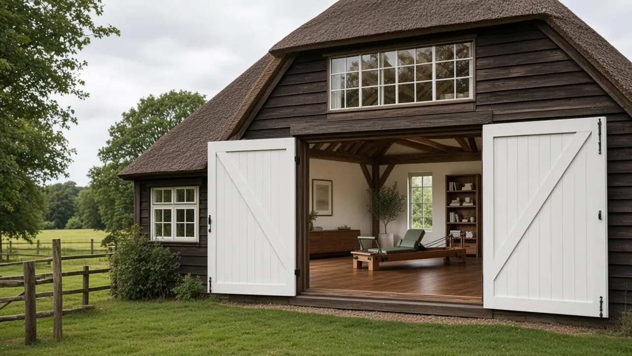 Billingbear Health barn studio from a side angle on the smallholding in Binfield